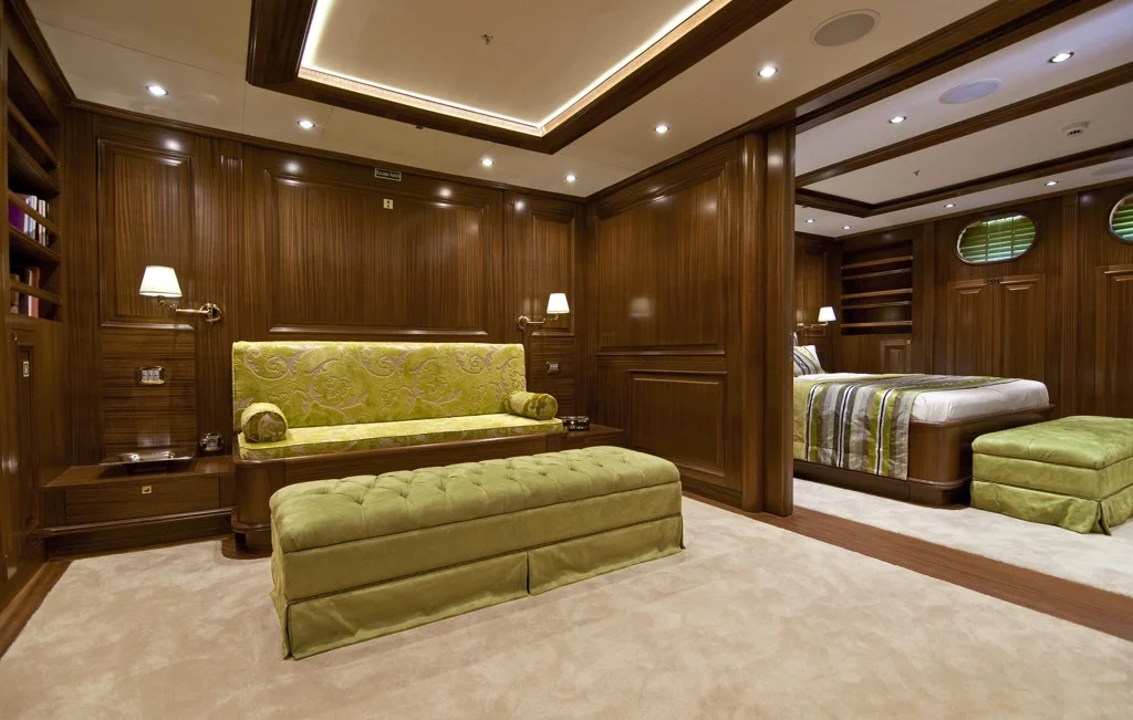 Comfortable guest cabin with quality linens and private bathroom on S/Y Clear Eyes luxury sailing yacht
