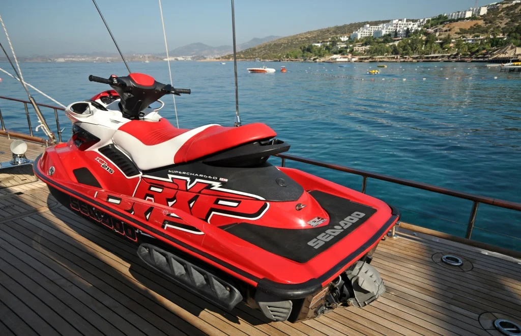 High-performance jet ski water toy available for guest entertainment on S/Y Clear Eyes luxury charter