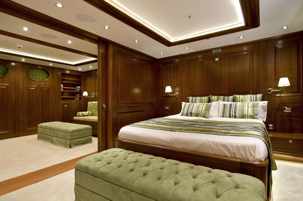 Luxurious VIP guest cabin with premium amenities and elegant decor on S/Y Clear Eyes charter yacht